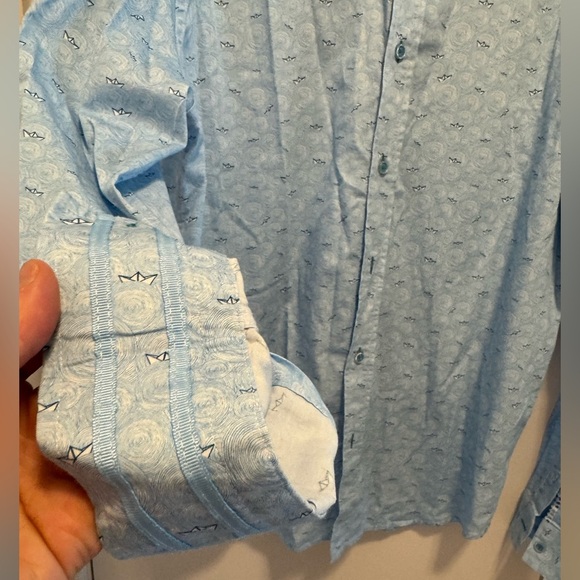 Robert Graham Modern Americana Men’s XL Tailored Fit ‘Paper Boats’ Blue Pattern - Picture 2 of 10